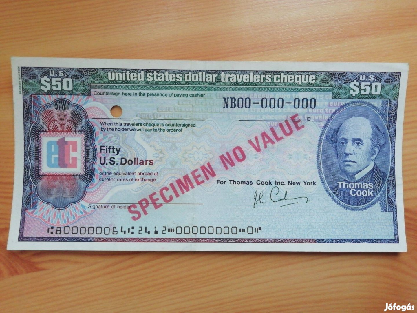 USA 50 dolláros Utazási minta csekk bankjegy