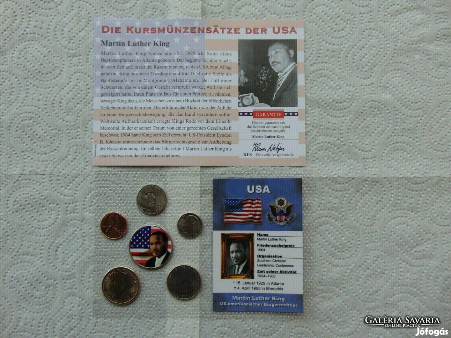 USA 6 darab cent - 1/2 dollár műagyag bliszter + certi Martin Luther