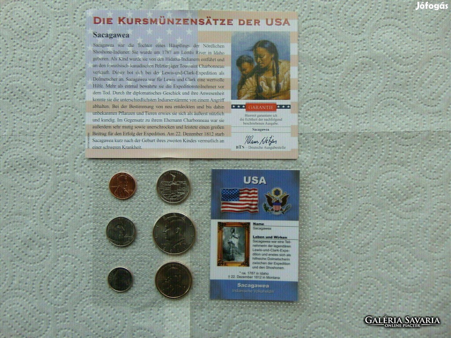 USA 6 darab cent - 1/2 dollár műagyag bliszter + certi Sacagawea