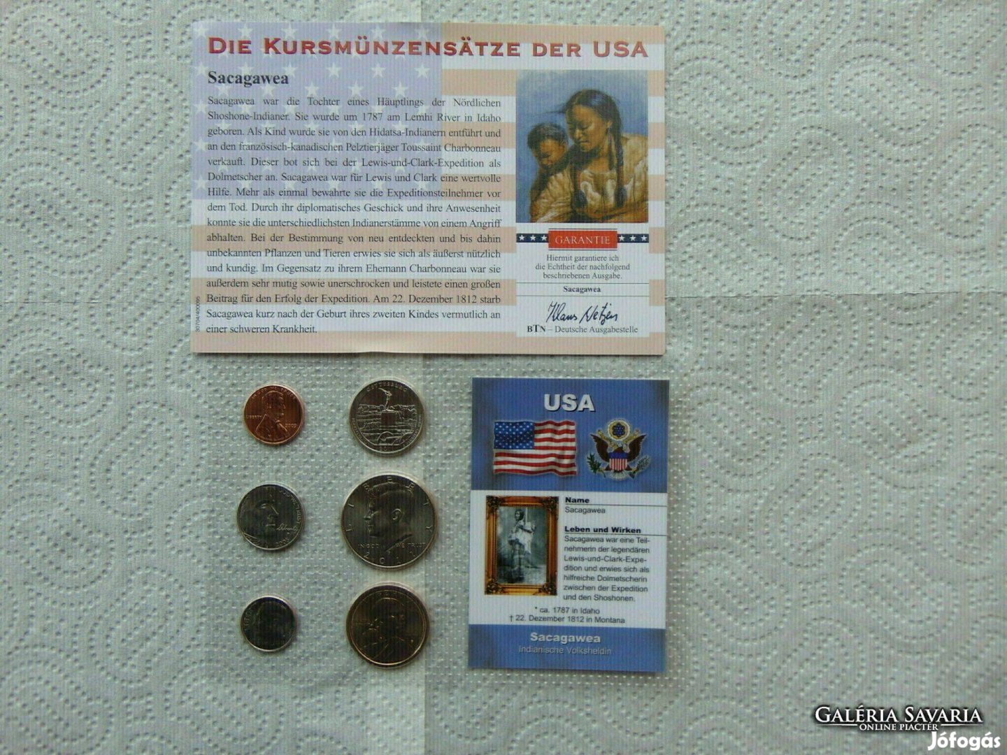 USA 6 darab cent - 1/2 dollár műagyag bliszter + certi Sacagawea indi