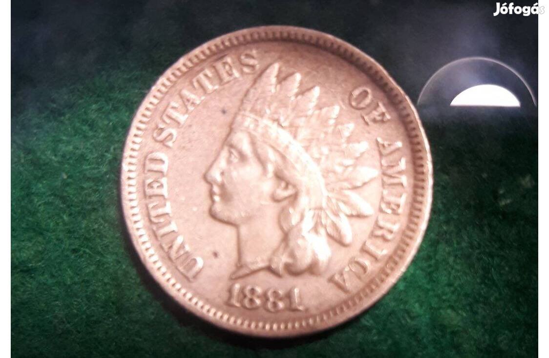 USA Indiánfejes 1 cent 1881 Ritka