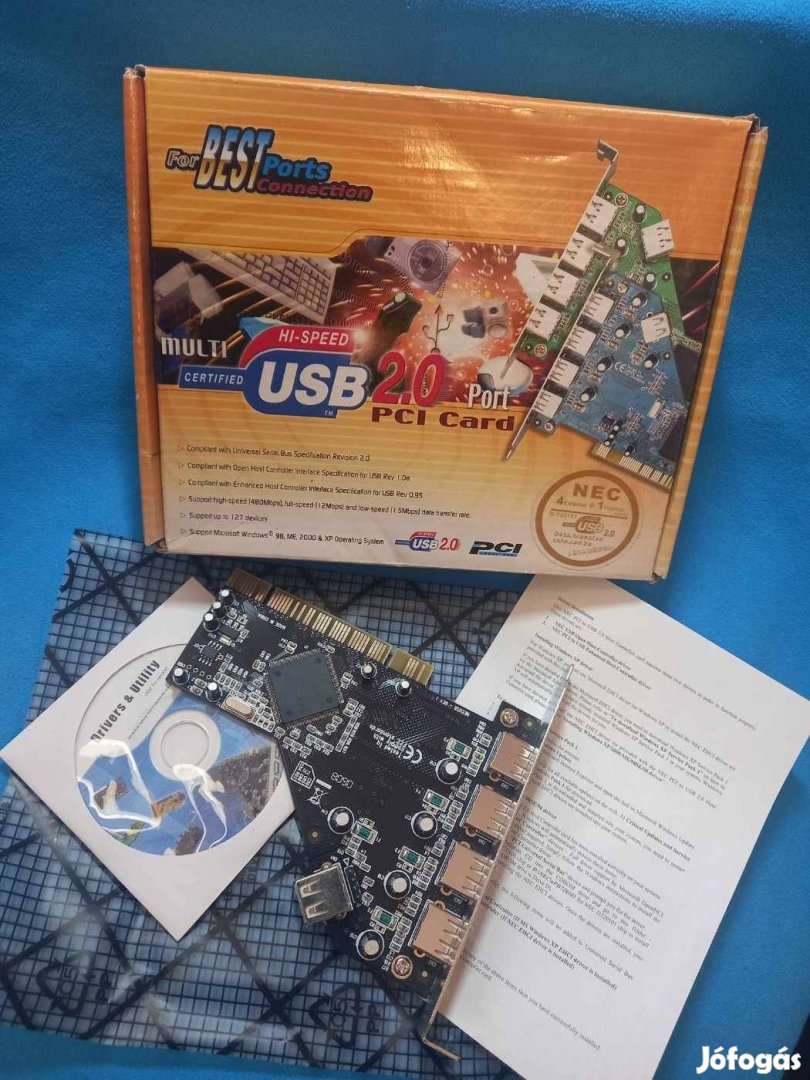 USB 2.0 4 + 1 Port PCI Card Szamitogephez