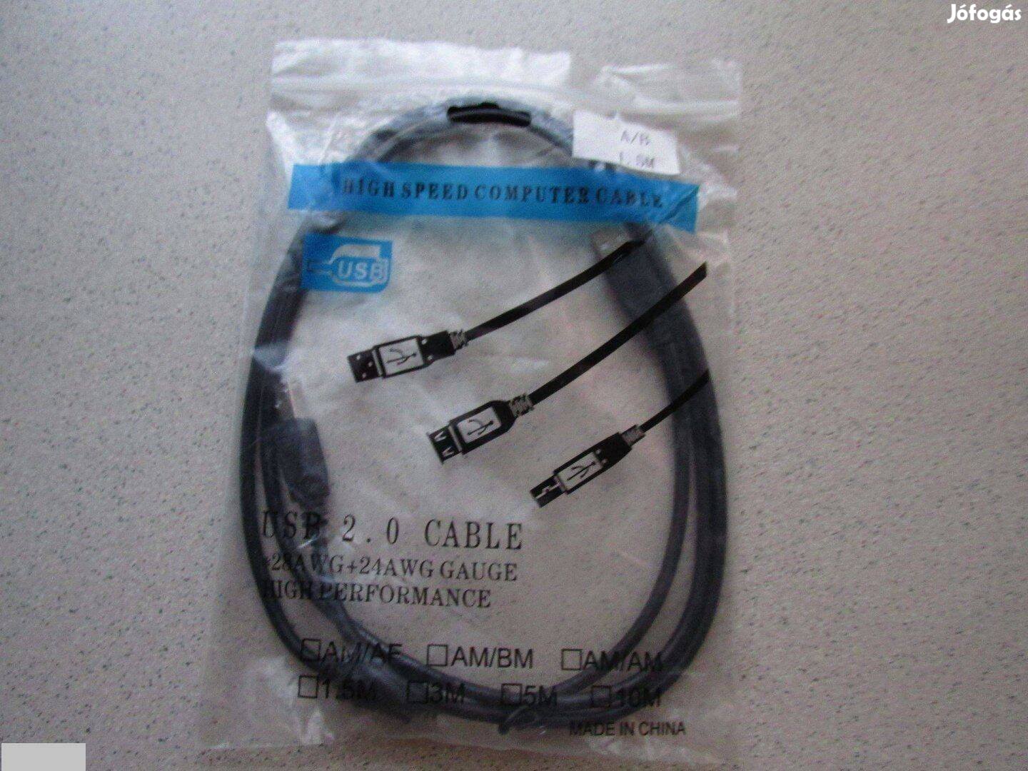 USB 2,0 High Speed Computer Cable Kábel 1,5 m Új