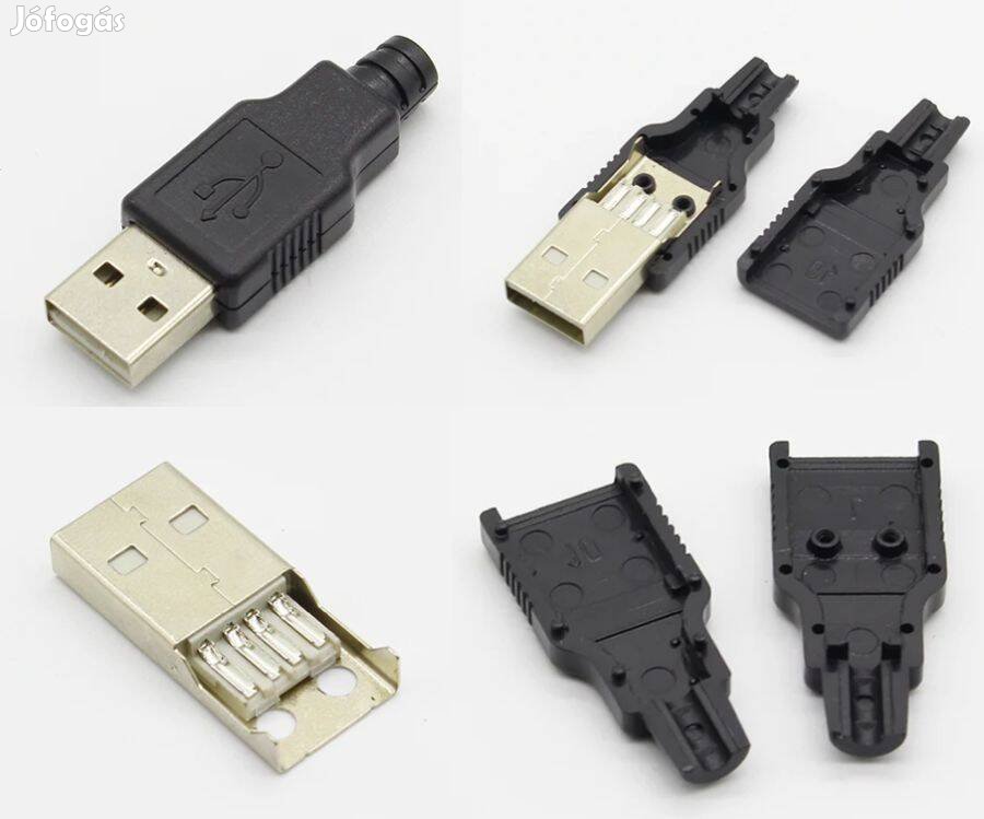 USB A szerlhető dugó + Műanyag ház, 4 pin