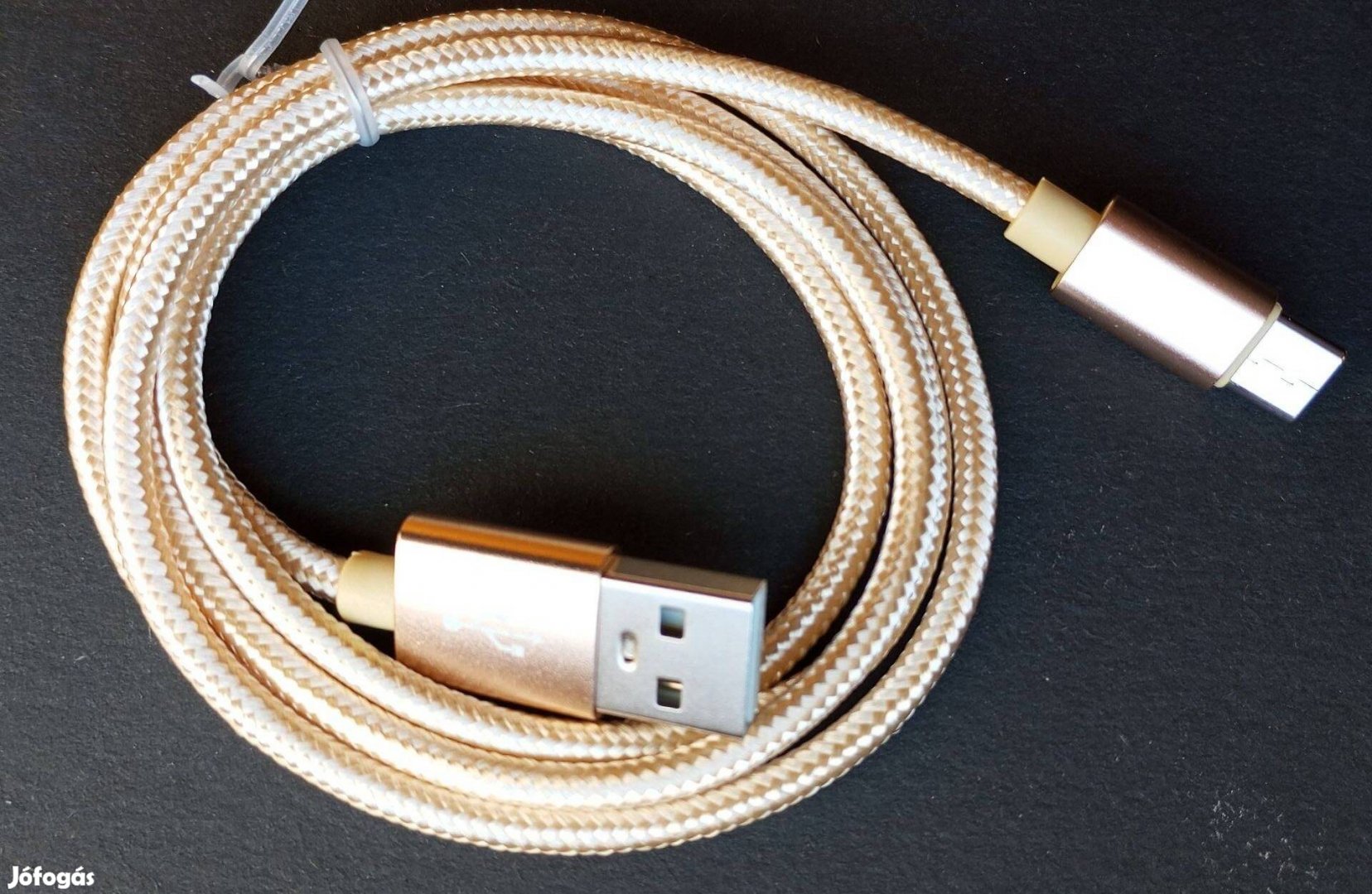 USB - C töltő adat kábel aranyszínő textilborítású új