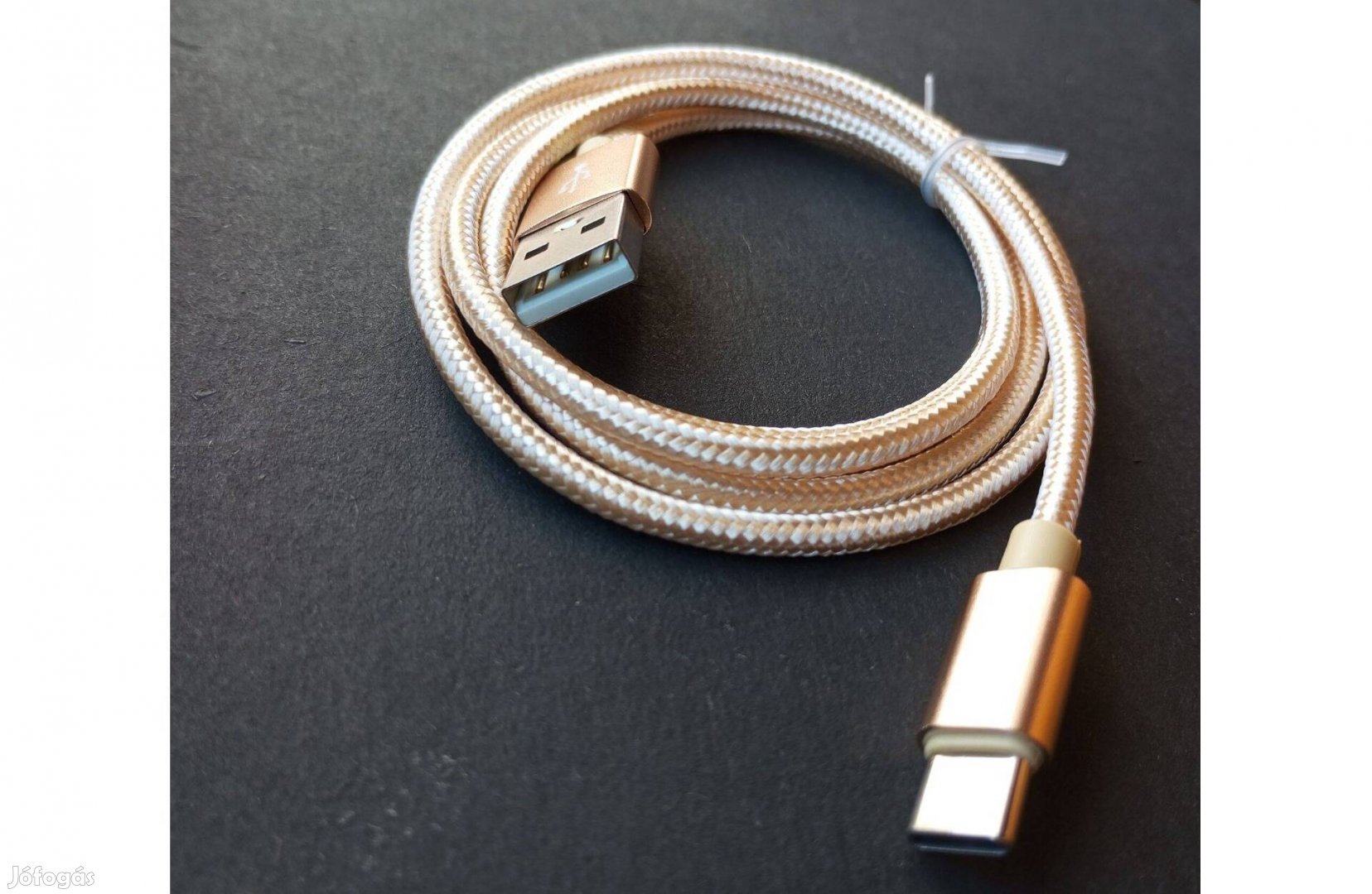 USB - C töltő adat kábel aranyszínű textilborítású új