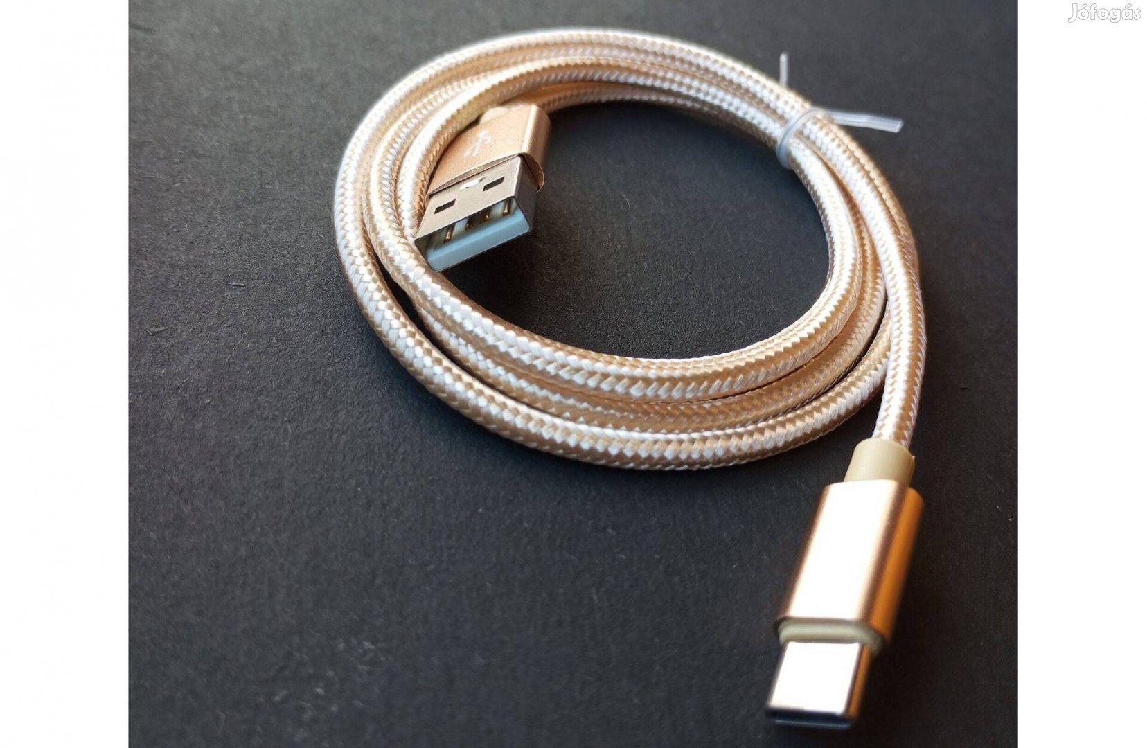 USB - C töltő adat kábel aranyszínű textilborítású új