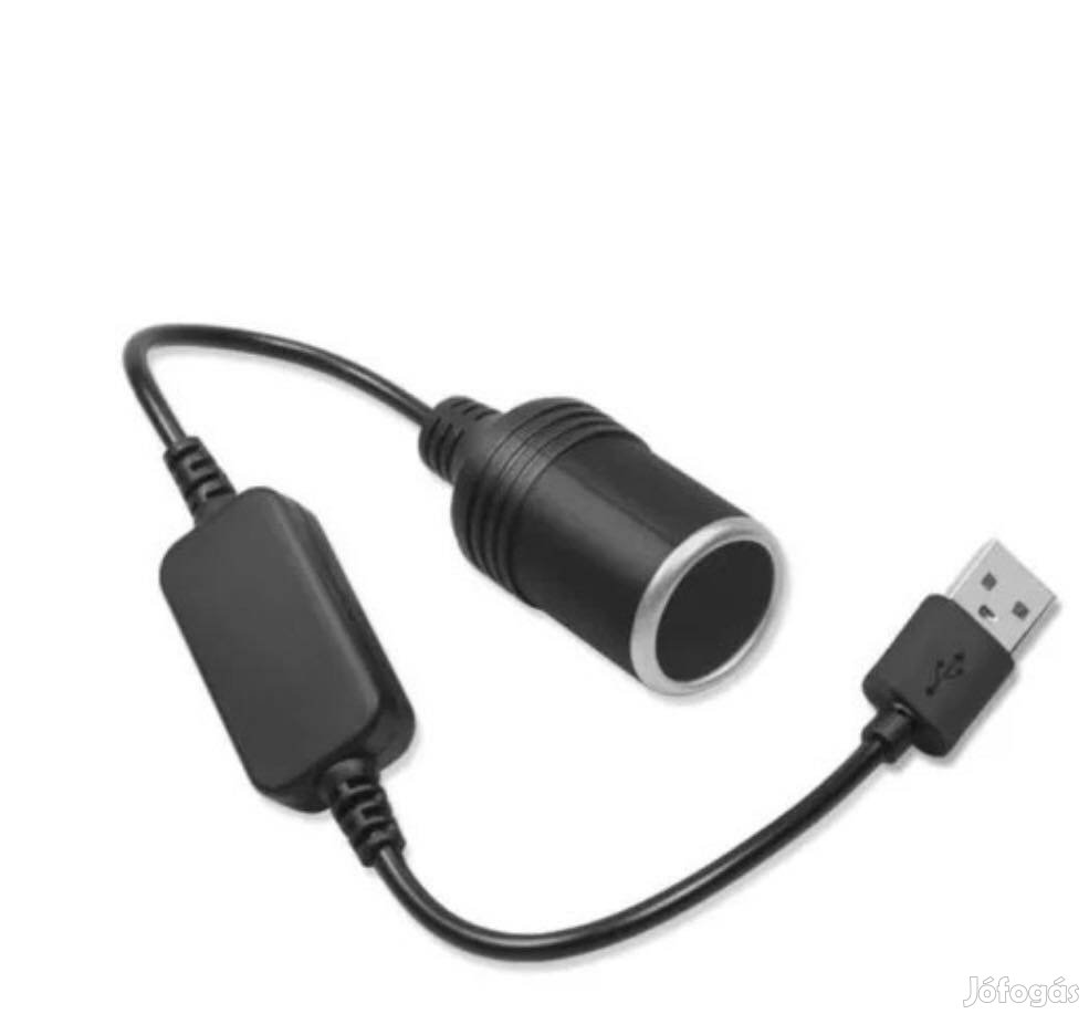 USB port autós szivargyújtó aljzathoz átalakító adapter kábel 12V