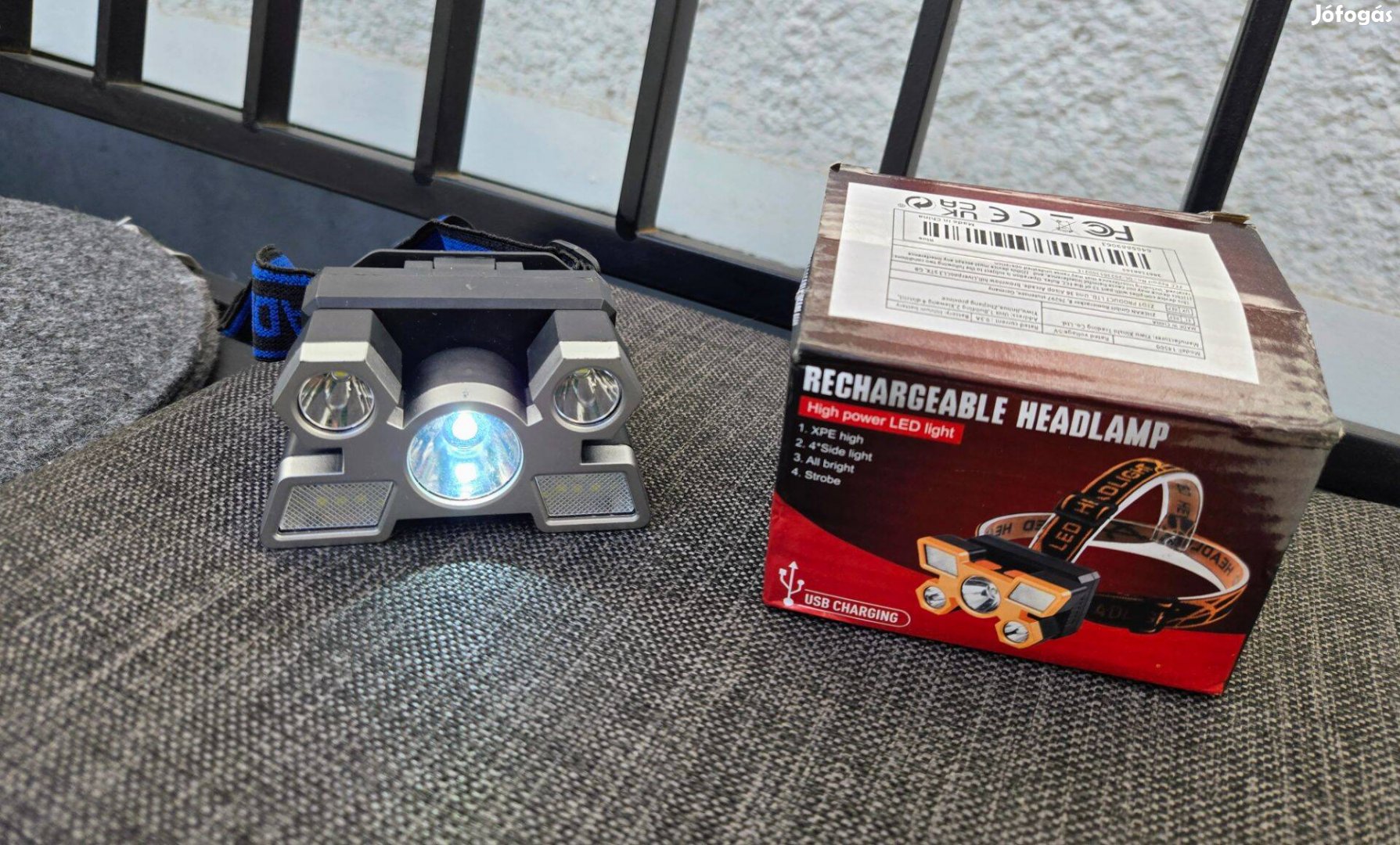 USB-ről tölthető LED-es fejlámpa Több üzemmód, újszerű