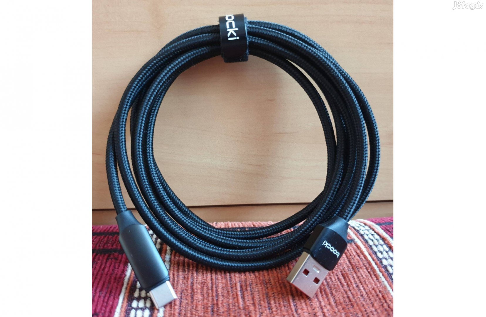 USB töltő kábel kijelzővel 2m (USB-A - USB-C) max.100W Új