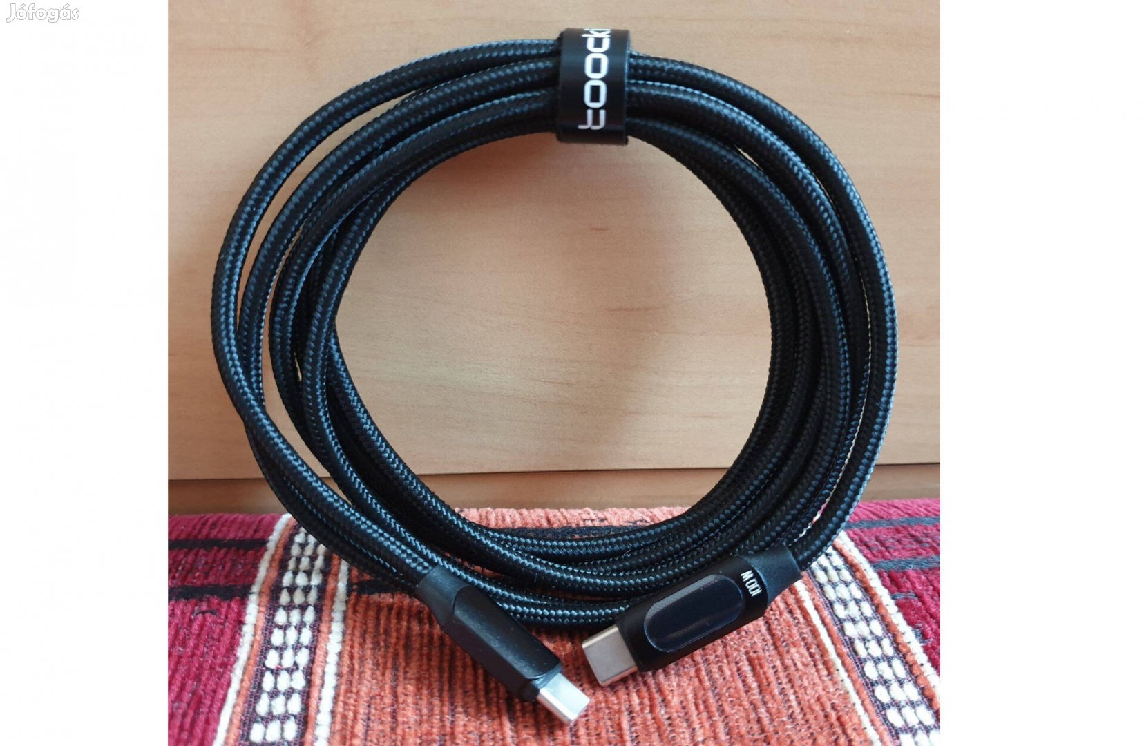 USB töltő kábel kijelzővel 2m (USB-C - USB-C) max.100W Új