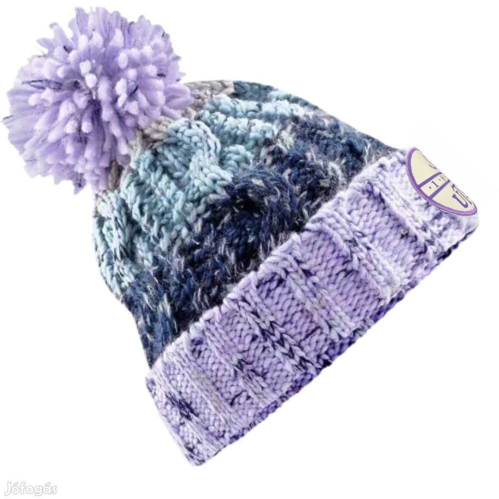 UTE sapka kötött lila-fehér pom pom