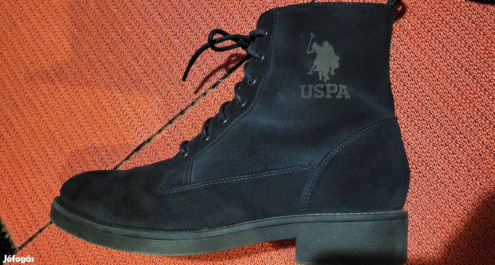 U.S. Polo Assn./újszerű  39-es, fekete velúr, női bakancs.