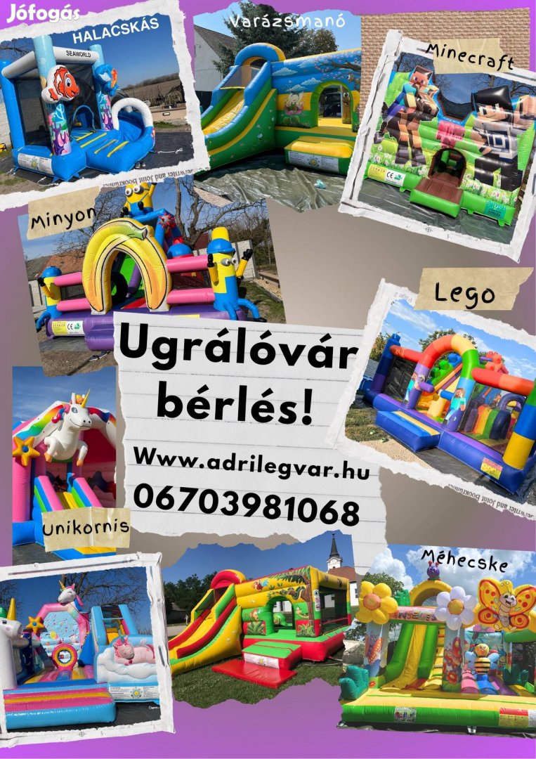 Ugrálóvár, légvár bérlés!