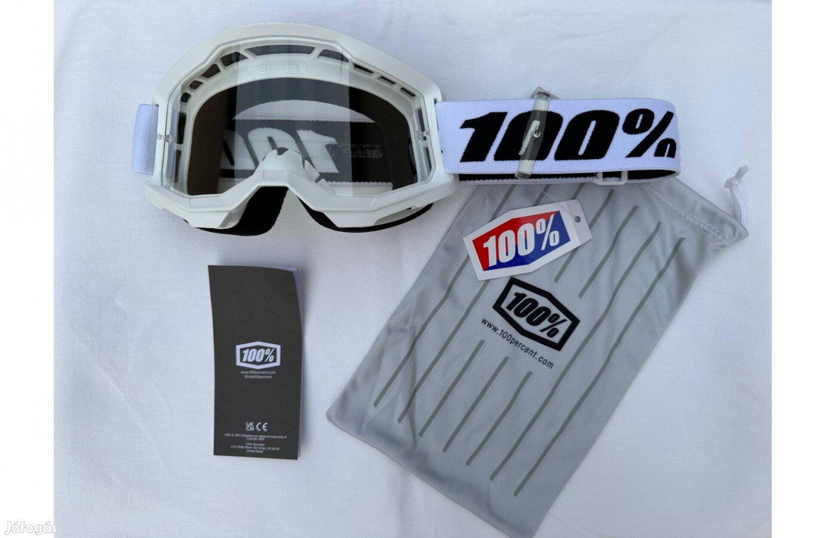 Új 100% Strata 2 fehér, enduro, mx, cross szemüveg, védőszemüveg