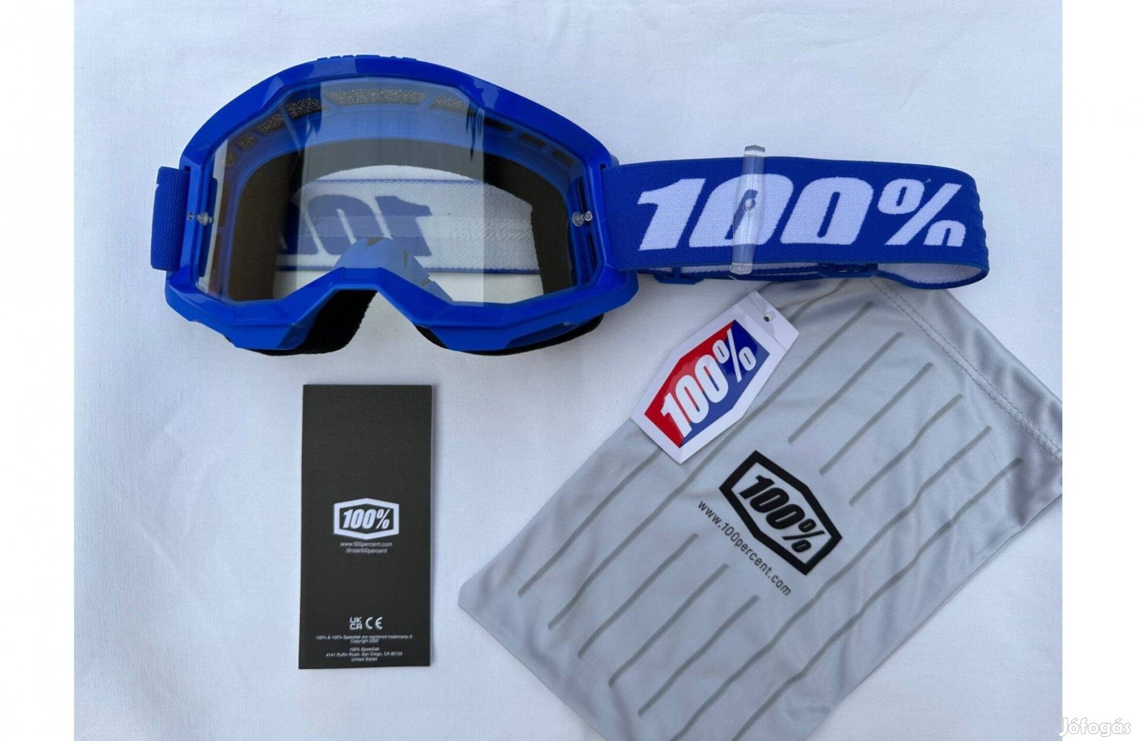 Új 100% Strata 2 kék, enduro, cross szemüveg, védőszemüveg