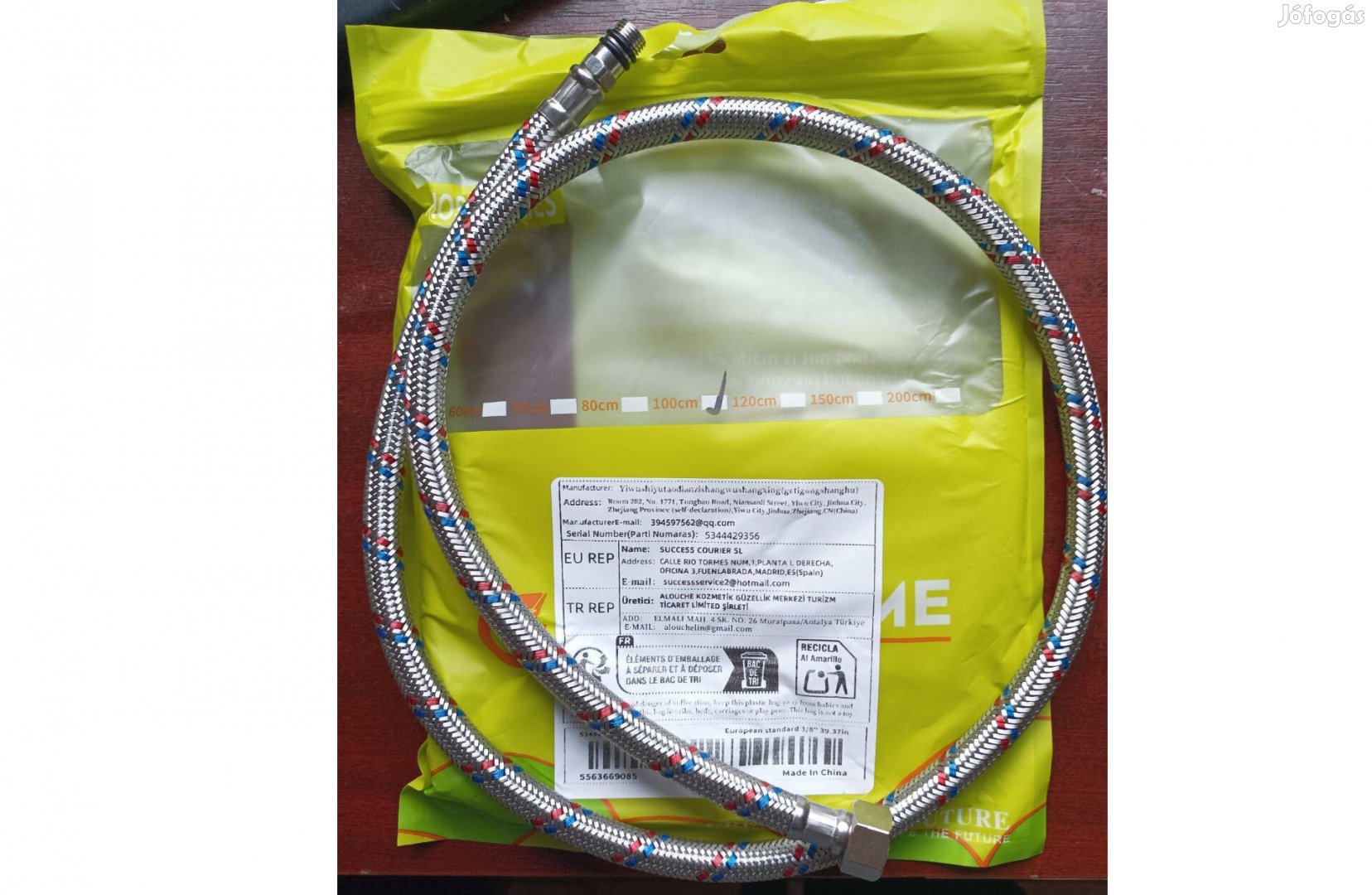 Új 100 cm hosszú 38 víz bekötőcső