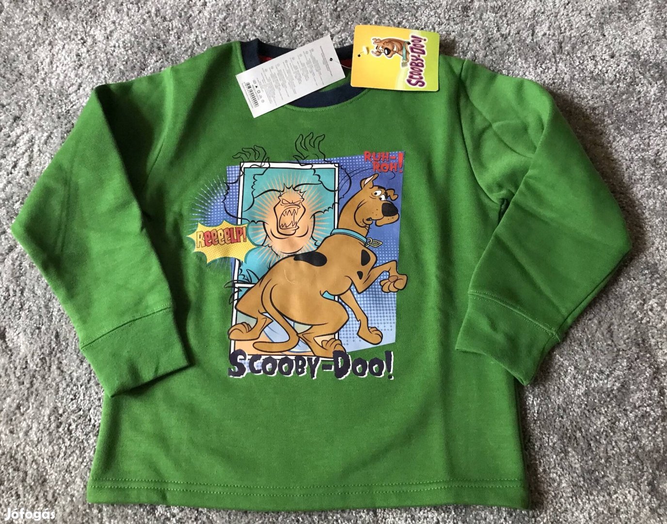 Új 110-es Scooby Doo mintás zöld, bolyhos belsejű pulóver