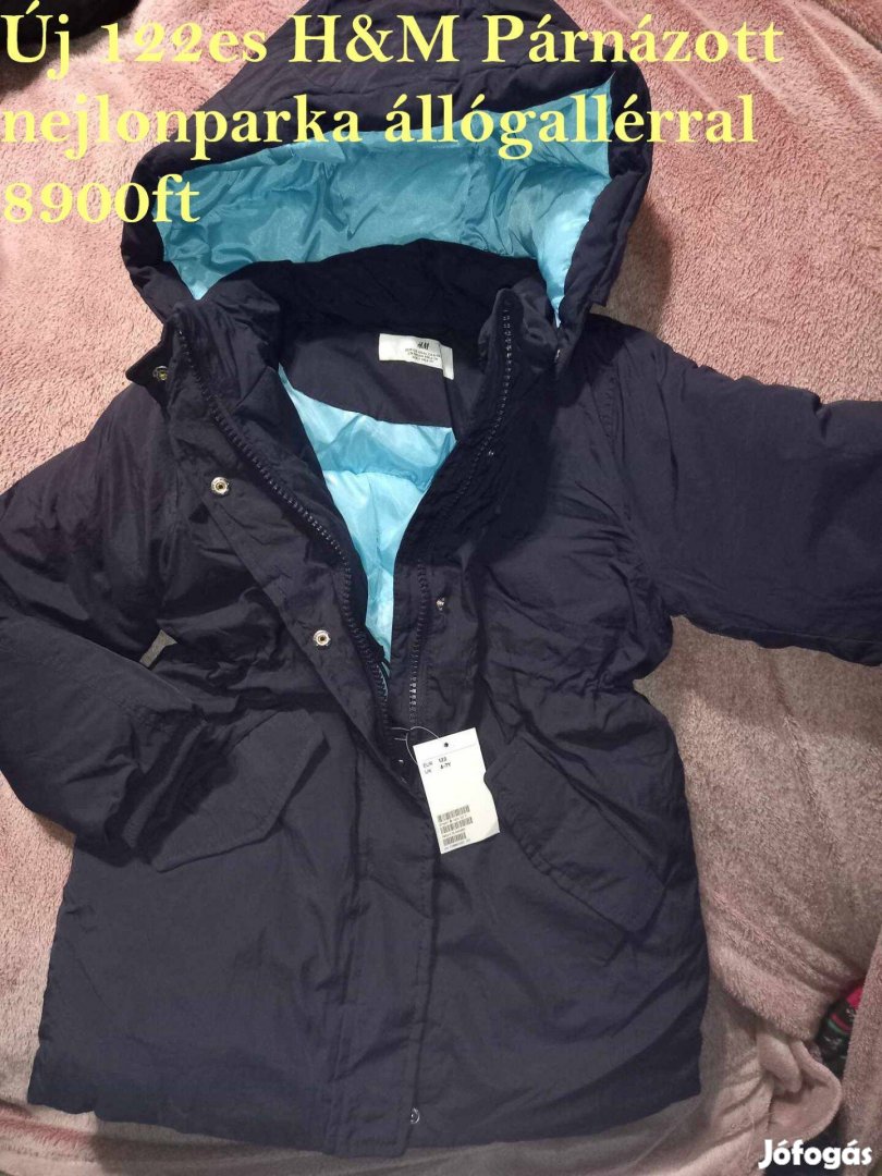 Új 122-es H&M parka kék kabát 8900ft