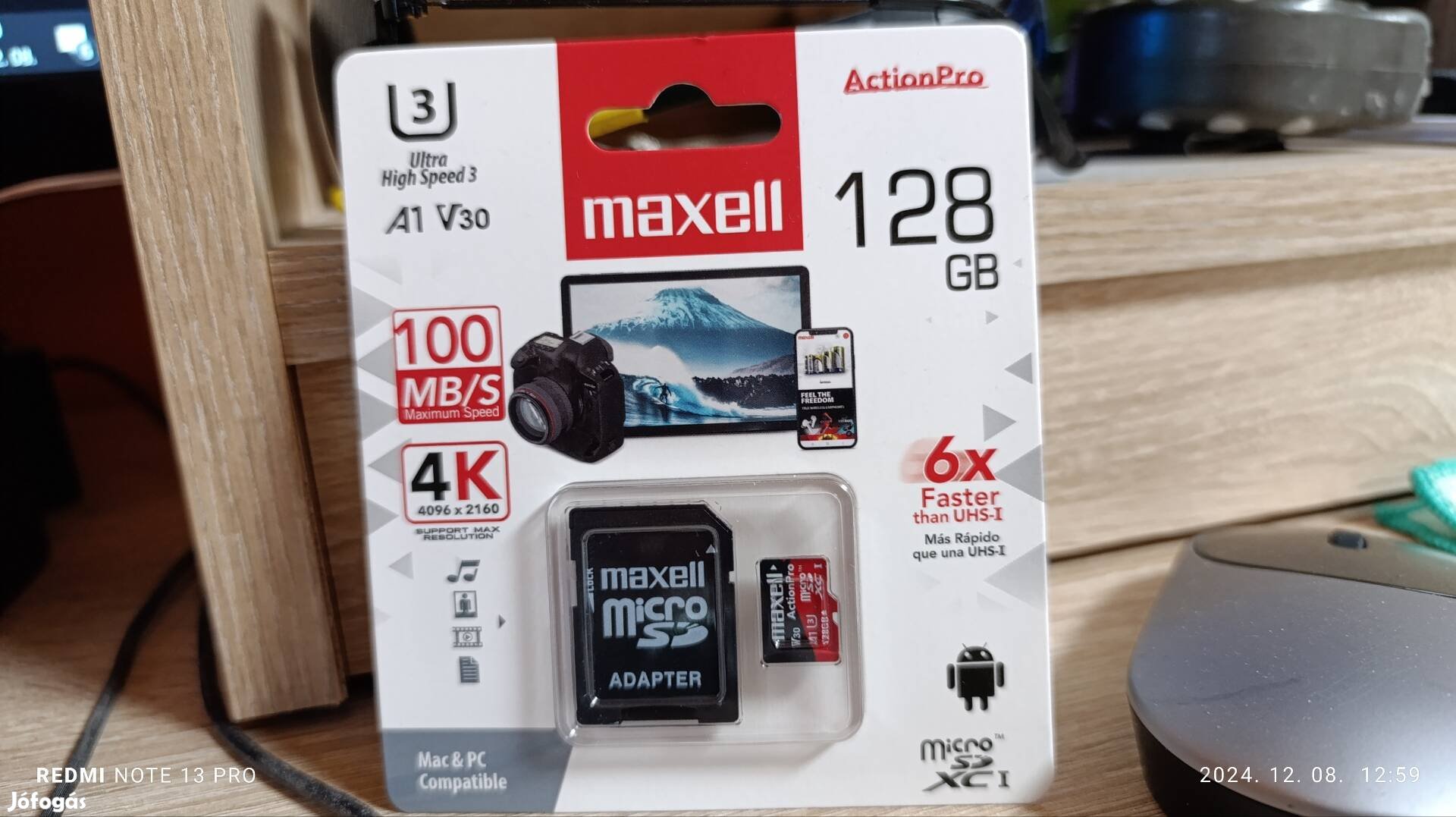 Új 128gb Maxell 4K-Ultra HD micro SD kártya eladó 