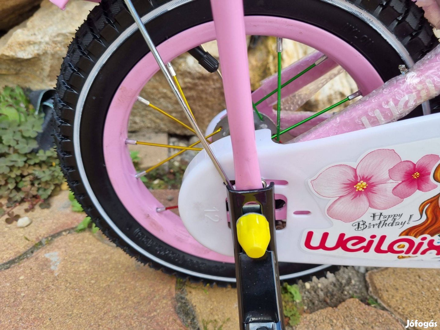 Új 12 colos Kislány gyerek bicikli kontrás elöl kosár, fém sárvédők