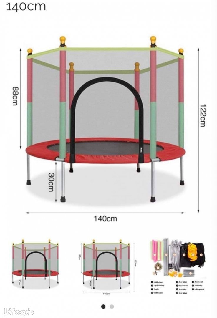 Új 140 cm -es trambulin hálóval 