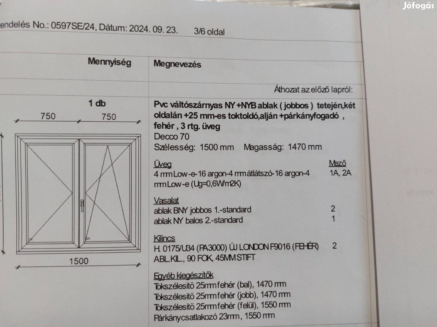 Új 150×150 müanyag ablak eladó