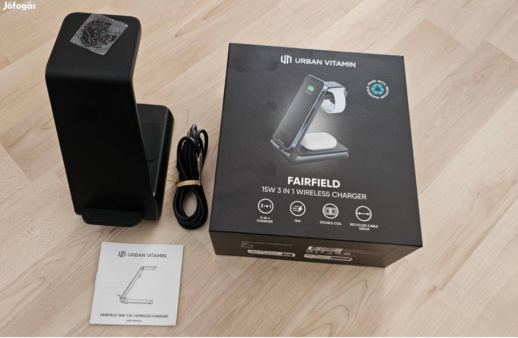 Új 15W-os 3 az 1-ben vezeték nélküli töltőállvány olcsón