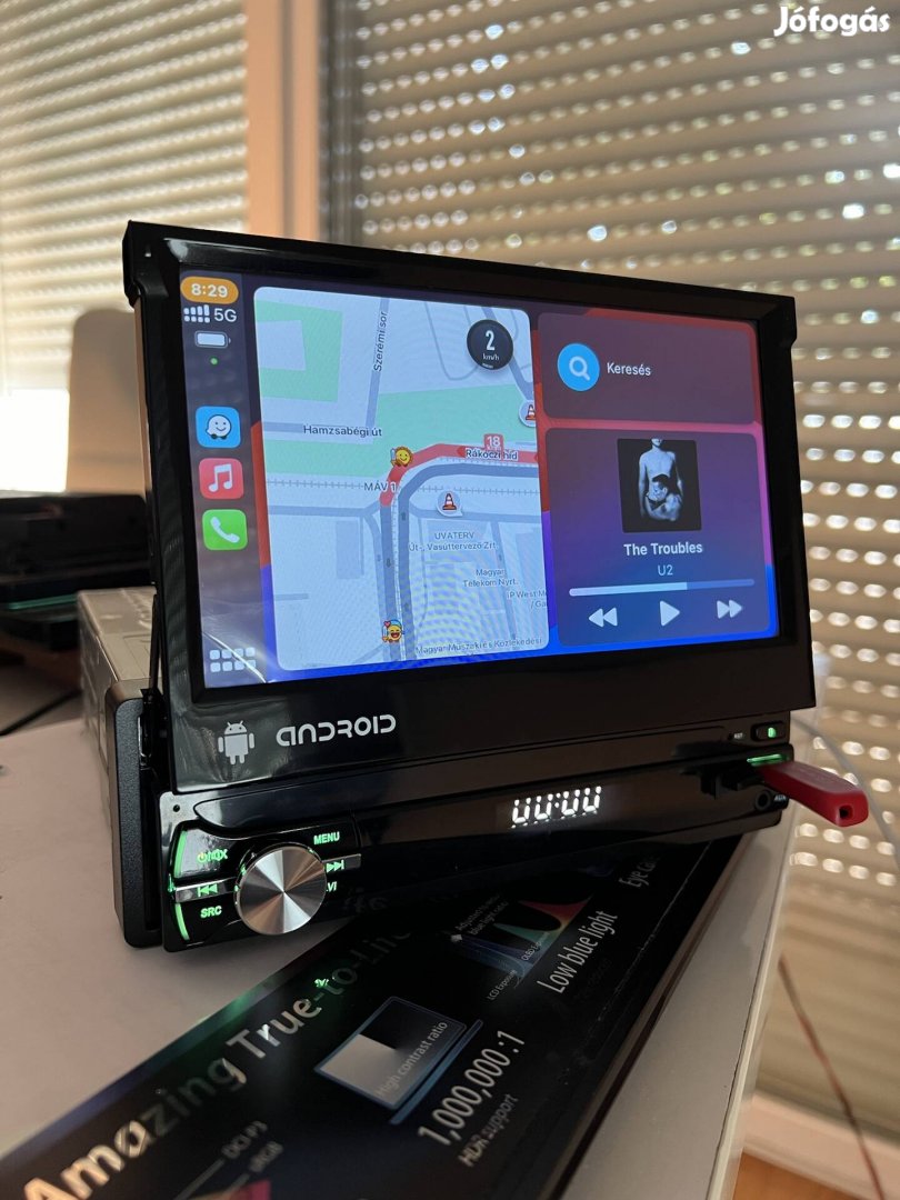 Új 1din android Autó rádió multimédia fejegység Hifi GPS Carplay 