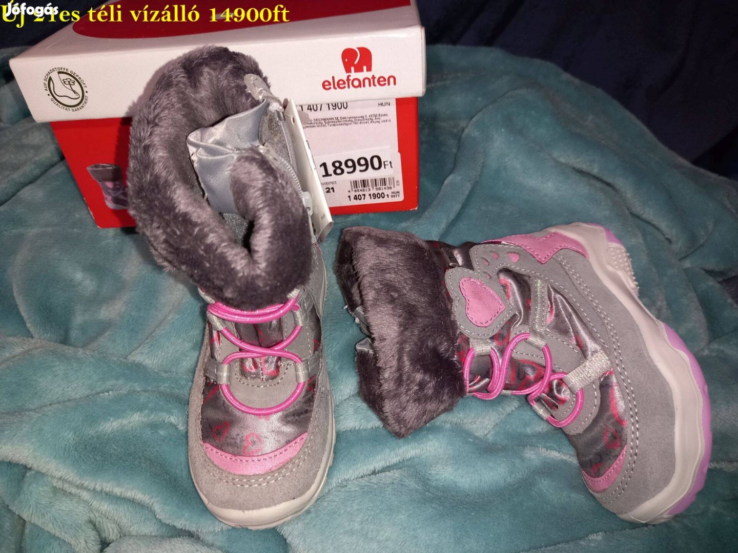 Új 21-es Elefanten vízálló gyerek csizma, lány hótaposó