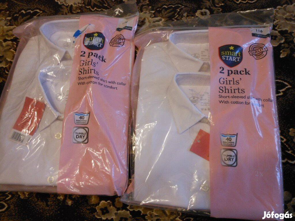 Új 2dbos110és116s csinosrövidujjú fehér gallérosünneplőblúzo