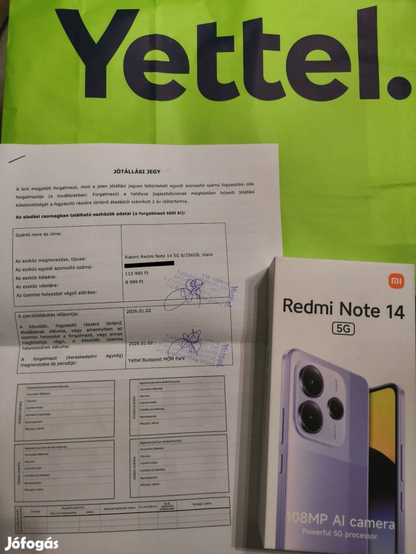 Új 2év garancia Redmi Note 14 2568GB DS, Black