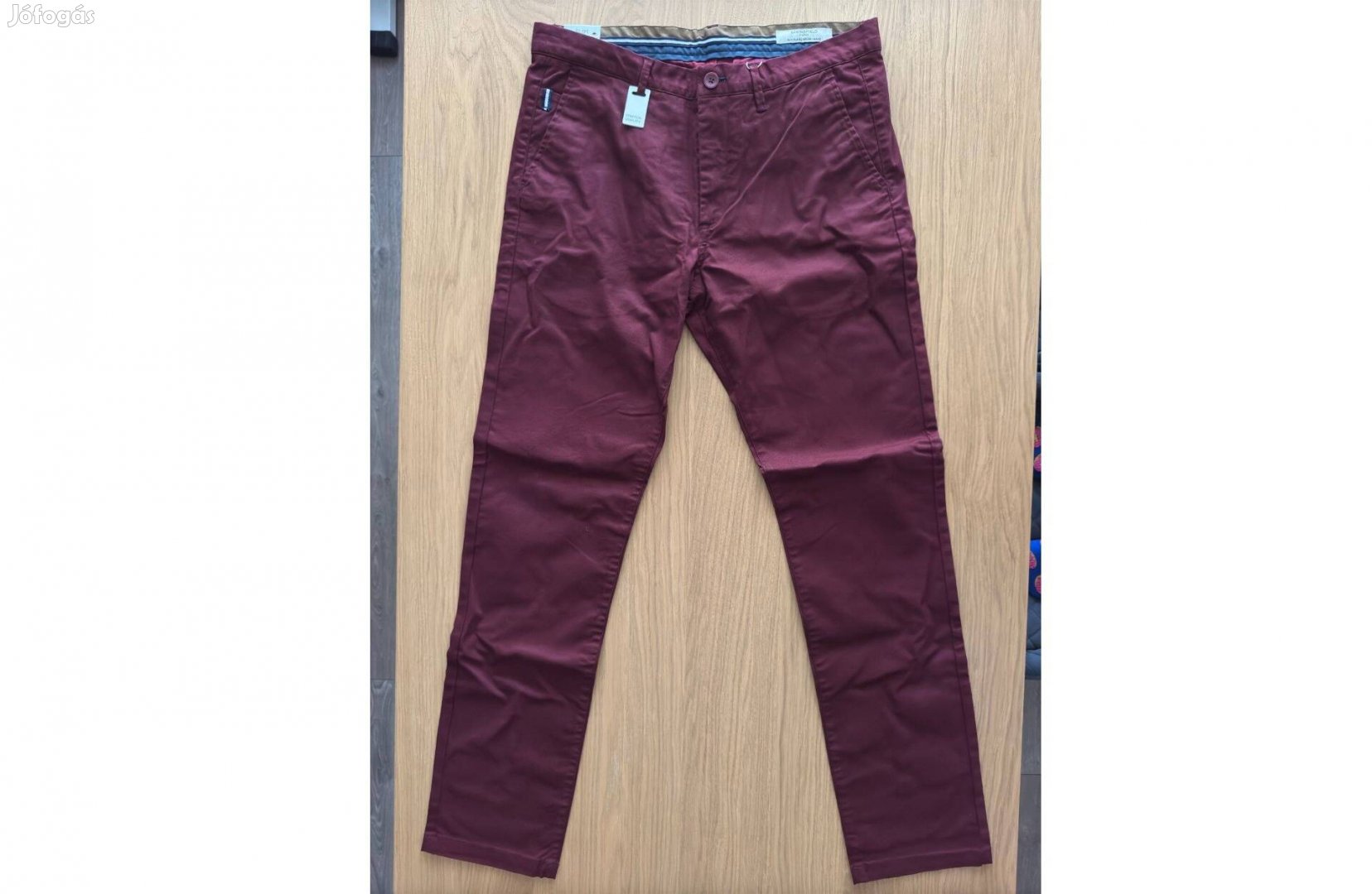 Új 32 42 Springfield Chino Bordó Férfi Nadrág Slim Fit Stretch