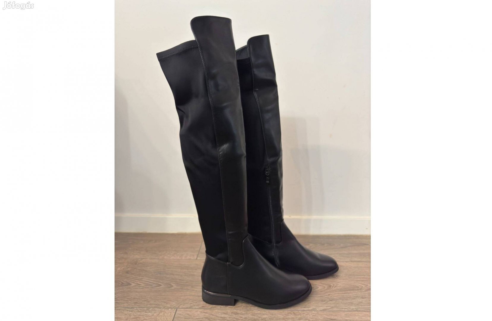 Új 36-40 Seastar Női Csizma Magasszárú Fekete Műbőr Bőr Cipő