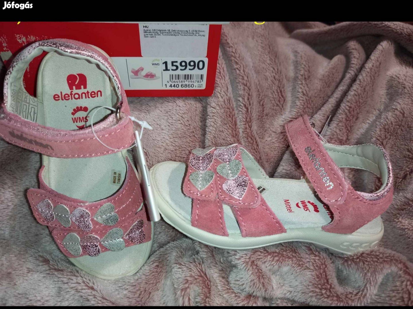 Új 36-os Elefantan bőr lány rózsaszín szandál, szandi,