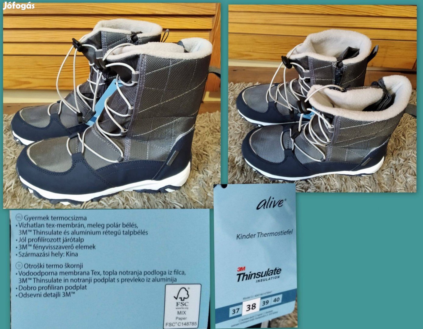 Új 38-as alive extr ameleg hó csizma, bakancs