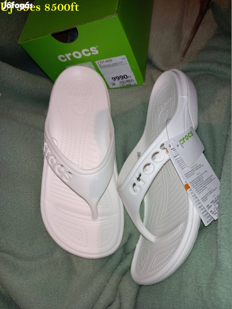Új 39-es Crocs női fehér papucs, strandcipő, 8500ft
