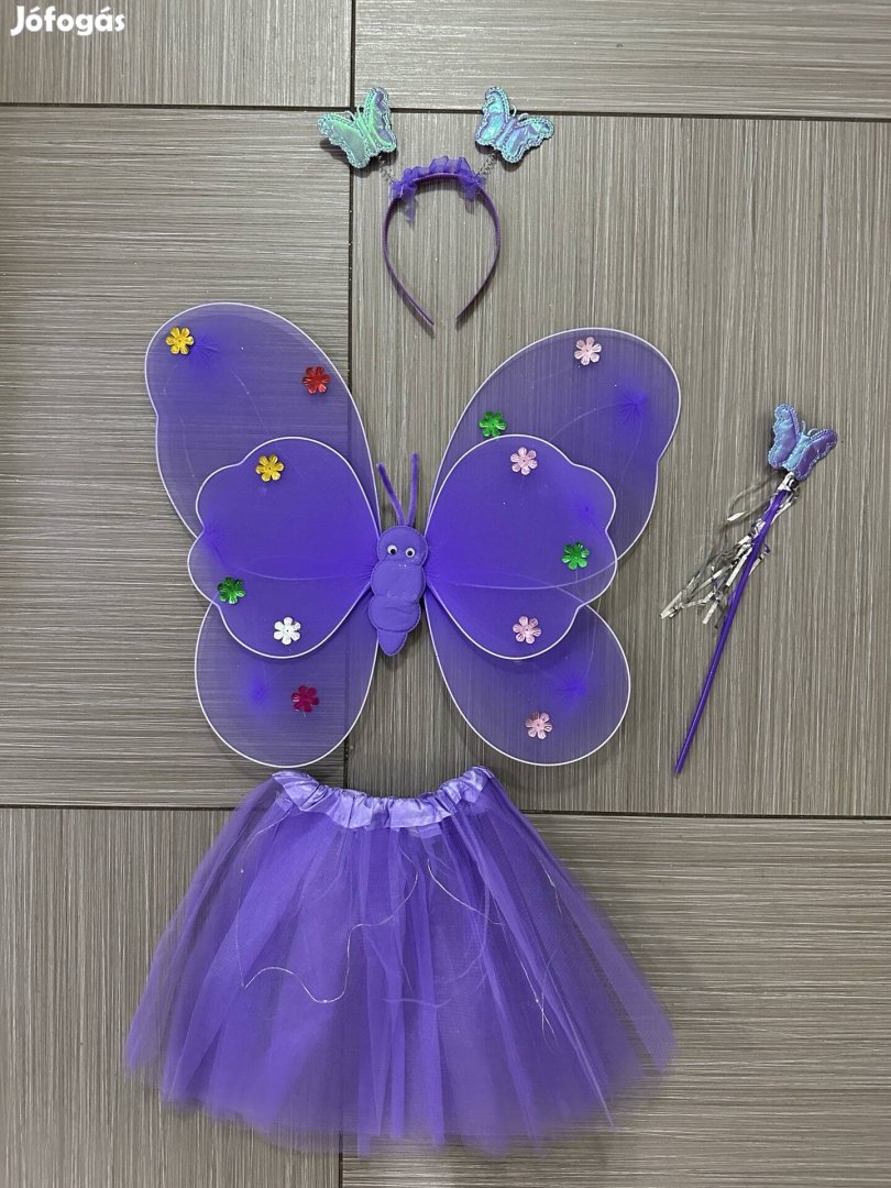 Új 3-6 év 98-116 Világító pillangó jelmez lila