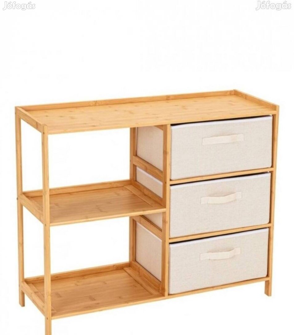 Új 3 fiókos komód, bambuszfából