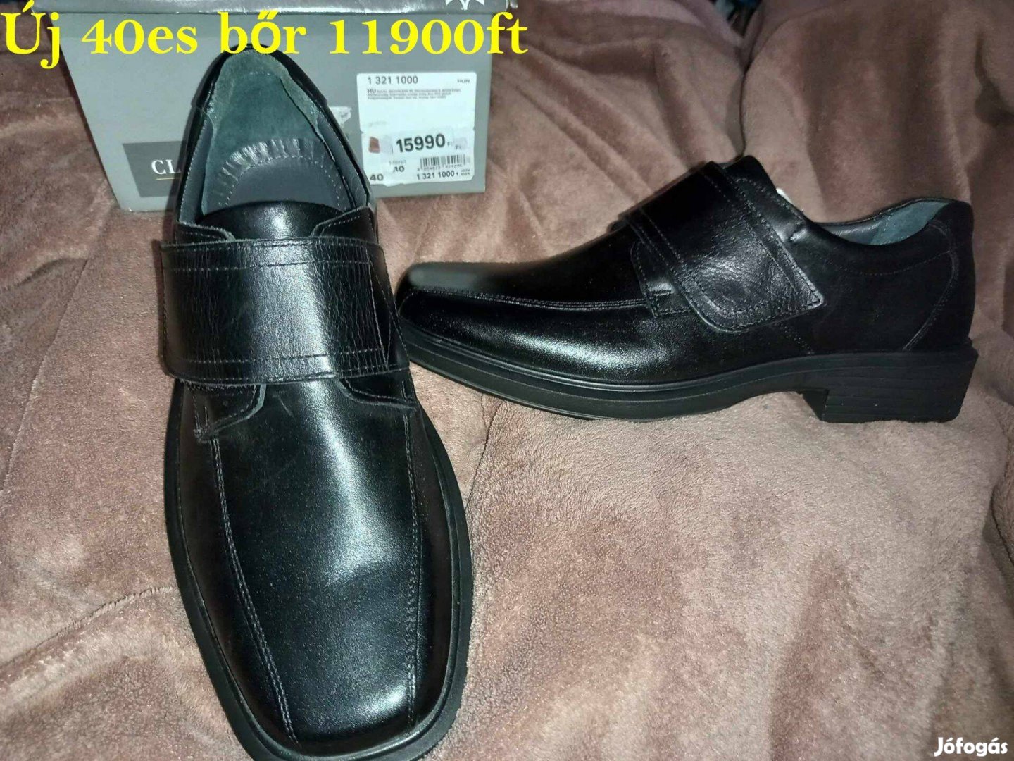 Új 40-es Claudio fekete alkalmi elegáns férfi cipő 11900ft