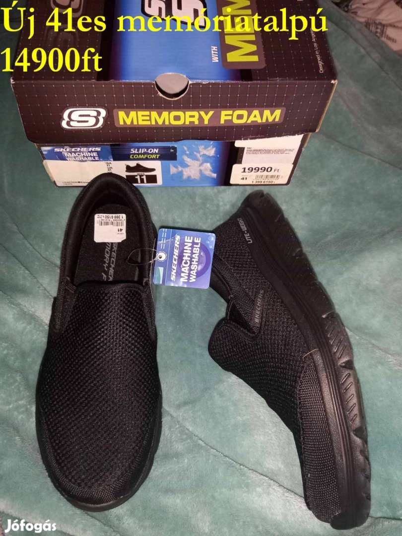 Új 41-es memóriahabos belsőtalpú fekete skechers cipő 14900ft