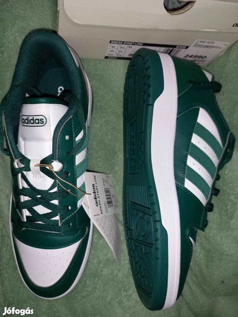 Új 44-es Adidas zöld fehér férfi cipő, átmeneti szabadidő cipő