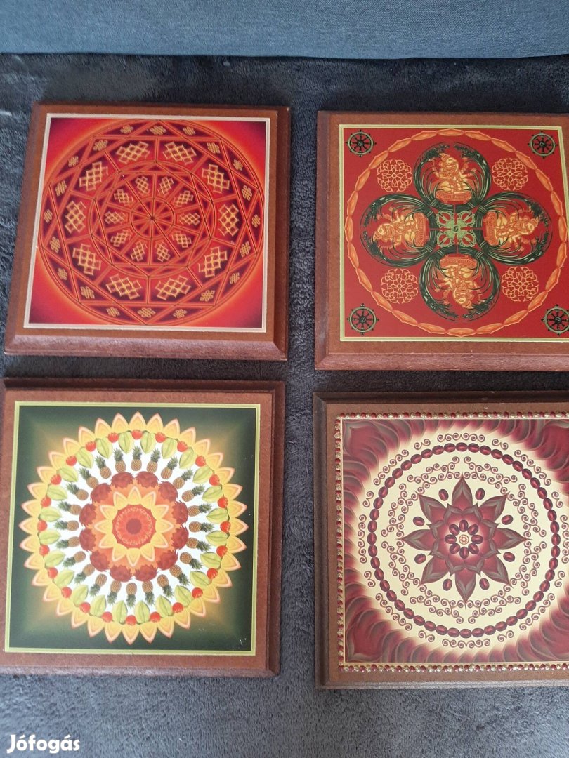 Új 4 db 18x18 cm Mandala Kép,Szerencse,Bőség...