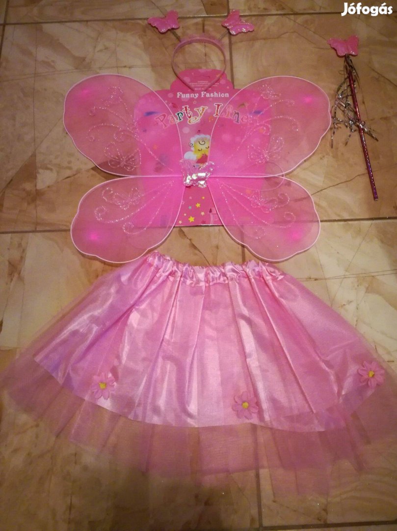 Új 4 részes rózsaszín gyerek lepke jelmez szett pillangó tündér ruha