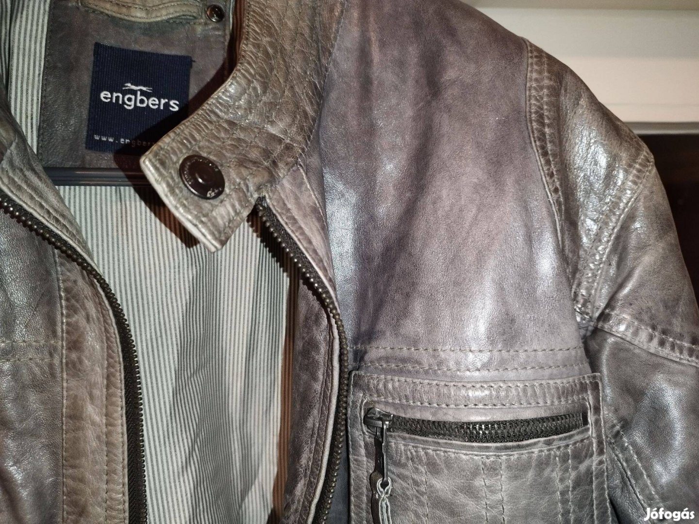 Új 54 Engbers báránybőr nappa bőrkabát L XL bőr kabát dzseki