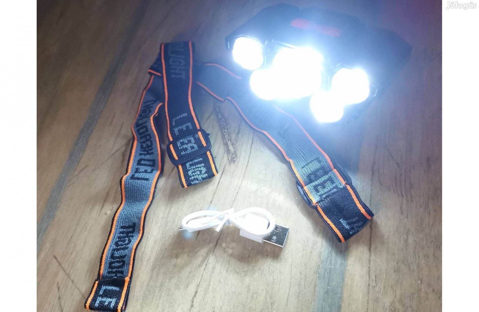 Új,5 LED-es fejlámpa(beépített 18650-es akkumulátor, IPX5 vízálló)