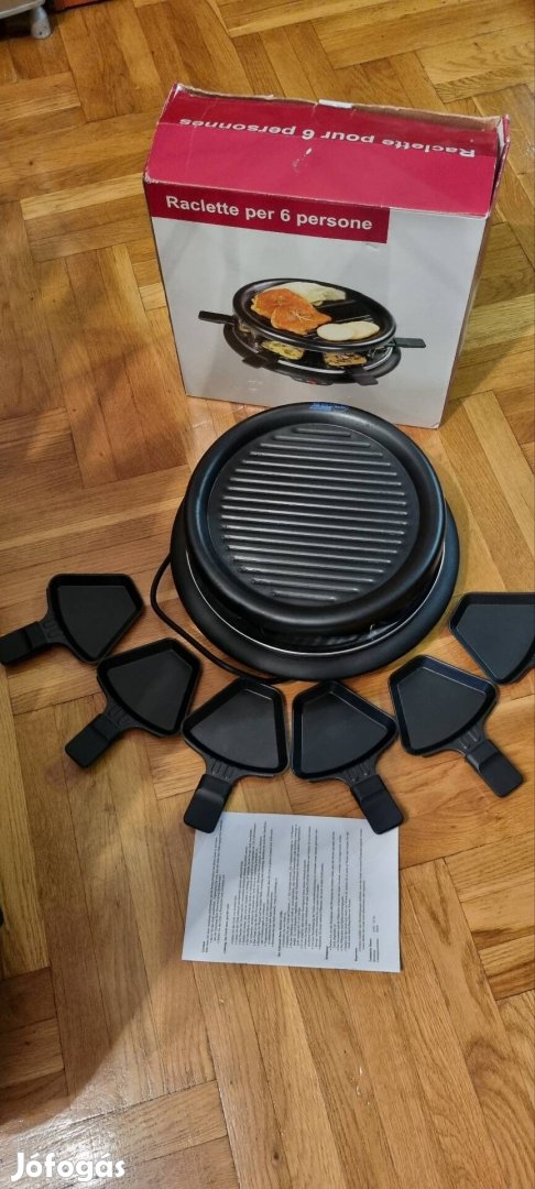 Új 6 személyes racklette grill sütő 