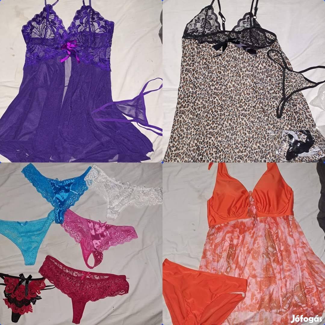 Új 6db csipke tanga, 2db babydoll, tankini eladó egyben m-xlladó