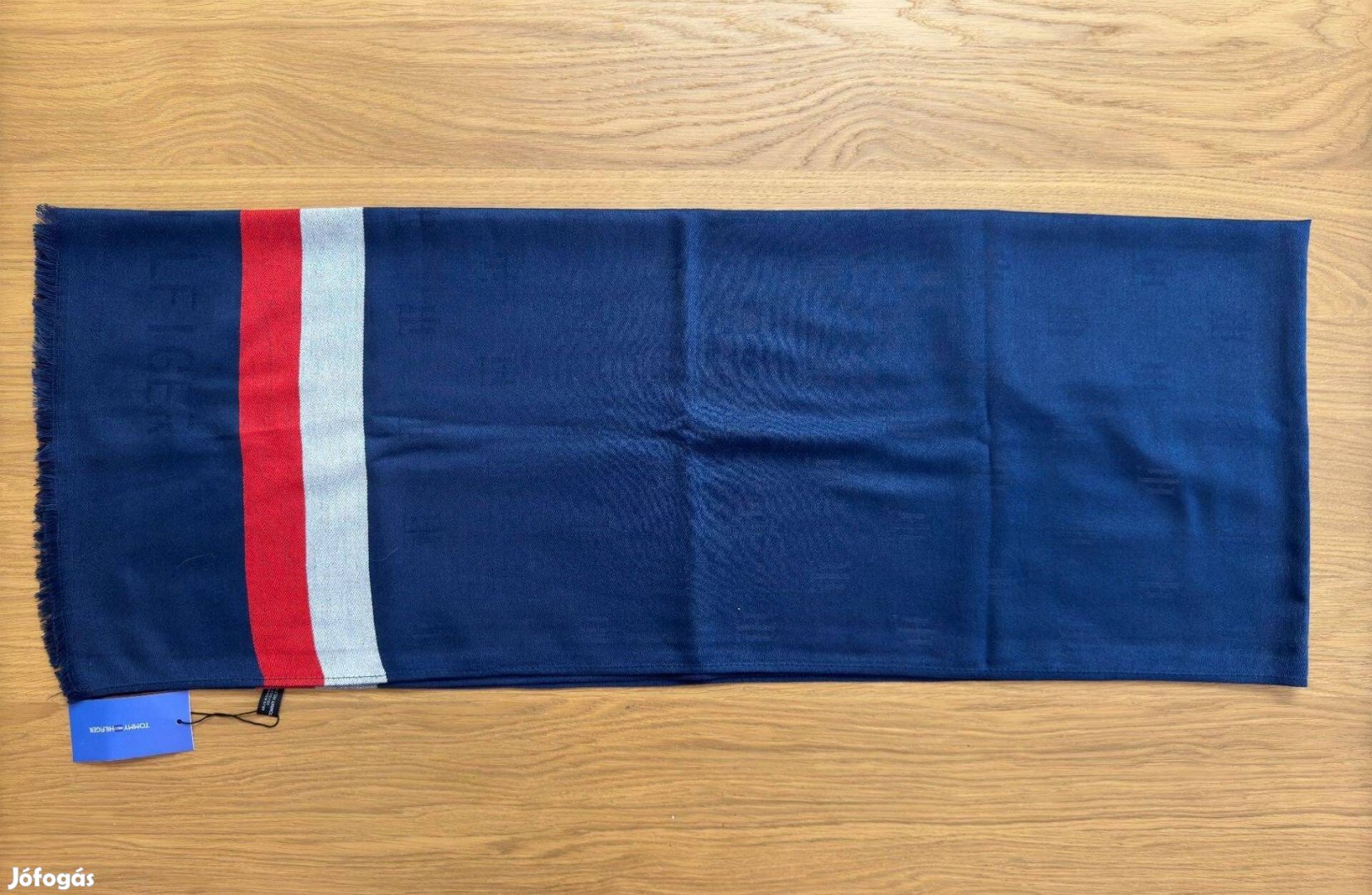 Új 70x180 cm Tommy Hilfiger Sál Sötétkék Férfi Női Unisex Kék Piros