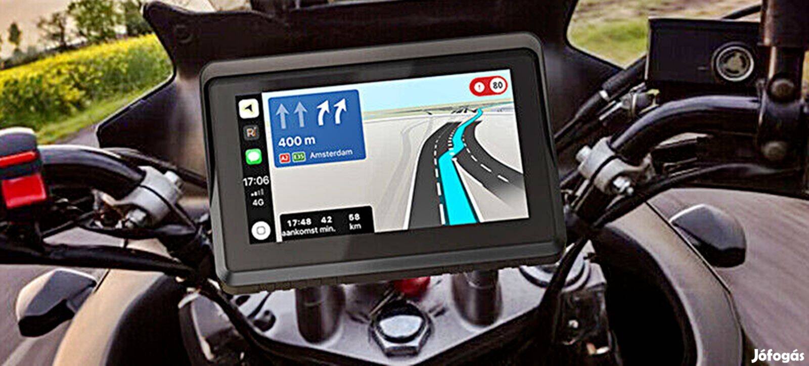 Új 7" IPX6 Vízálló Motoros Wifi Android Auto Apple Carplay GPS monitor